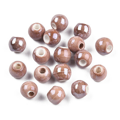 Glazed Porcelain Round Beads X-PORC-S489-6mm-13-1