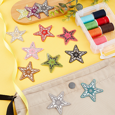 12Pcs 12 Colors Star Glitter Hotfix Rhinestone DIY-PH0006-97-1