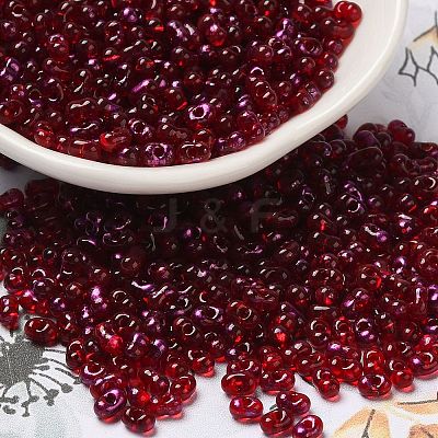 Spray Painted Glass Seed Beads SEED-F005-11A-05-1