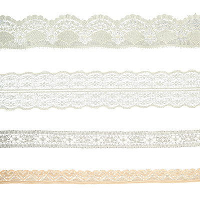 4 Styles Polyester Lace Trim OCOR-GF0005-25C-1