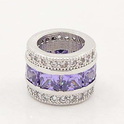 Medium Purple CZ Jewelry Findings Brass Micro Pave Cubic Zirconia Beads X-ZIRC-M015-25P-NR-1