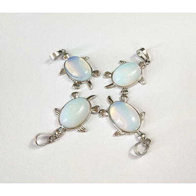 Tortoise Platinum Tone Brass Opalite Pendants G-F265-01K-1