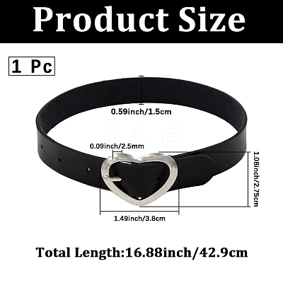 Punk Rock Style Alloy Heart Ring Imitation Leather Chocker Necklaces NJEW-CL0001-21-1