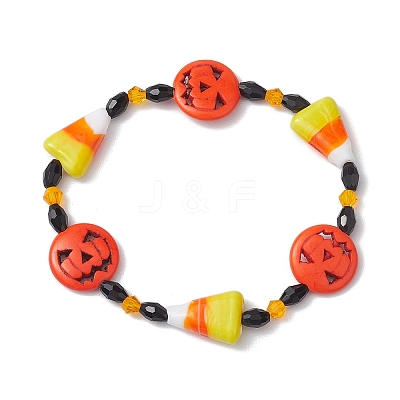 Halloween Dyed Synthetic Turquoise & Glass Beaded Stretch Bracelets BJEW-JB10602-1