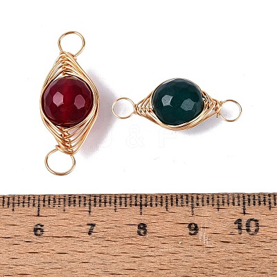 Dyed Natural Agate Connector Charms G-Q606-26KCG-1