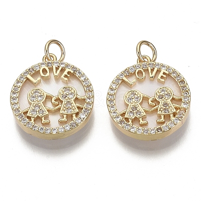 Brass Micro Pave Cubic Zirconia Pendants KK-R136-028-NF-1