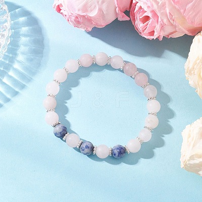 3Pcs 3 Styles Frosted Natural & Synthetic Mixed Gemstone Round Beaded Stretch Bracelets for Women Men BJEW-JB12471-1