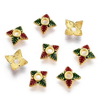 4-Petal Alloy Enamel Bead Caps X1-ENAM-TAC0023-03-1