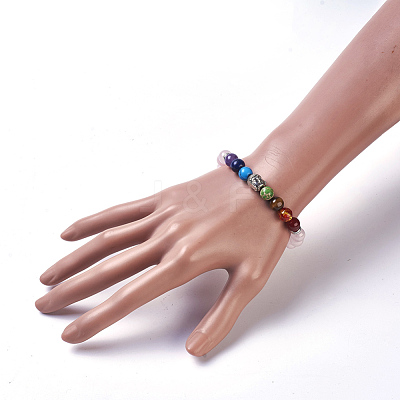 Natural & Synthetic Mixed Stone Stretch Bracelets BJEW-JB03905-1