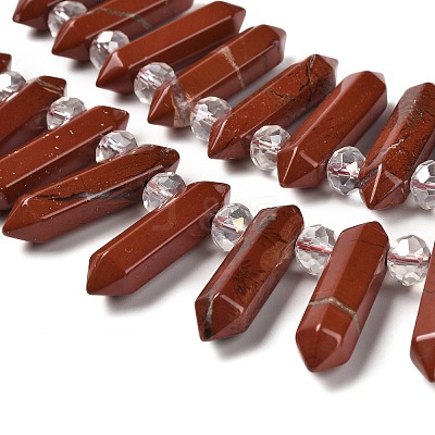 Natural Red Jasper Double Terminated Point Beads Strands G-H069-A01-01-1