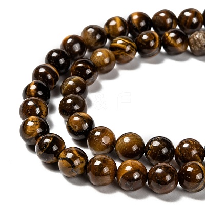 Grade AB Natural Tiger Eye Round Beads Strands X-G-E334-8mm-17-1