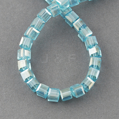 Electroplate Glass Beads Strands EGLA-R030-8x8mm-27-1