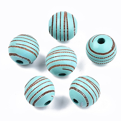Painted Natural Wood Beads WOOD-T021-54B-06-1