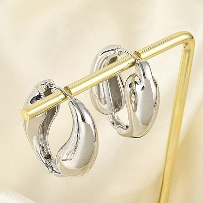 Brass Hoop Earrings for Women EJEW-U041-09P-1