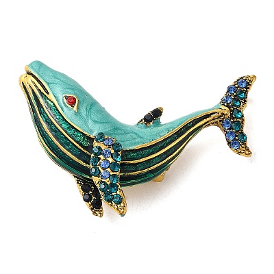 Whale Alloy Colorful Rhinestone Brooch JEWB-R025-06-1