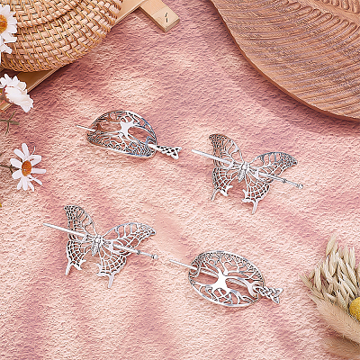 6 Sets 2 Styles Alloy Hair Sticks OHAR-ME0001-18-1