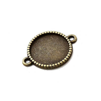 Tibetan Style Alloy Flat Round Cabochon Connector Settings TIBE-Q038-001D-AB-NR-1
