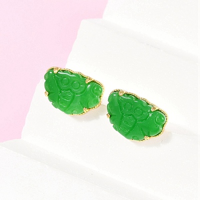 Brass Stud Earrings KK-F358-01G-1