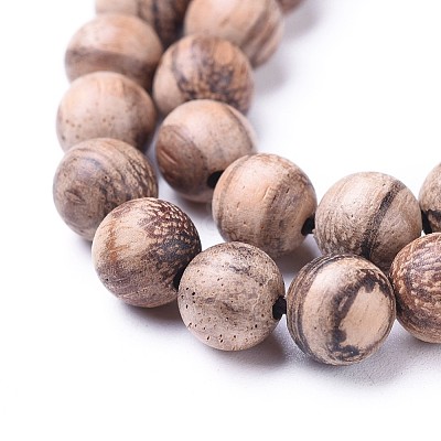 Natural Wood Beads Strands WOOD-F008-06-B-1