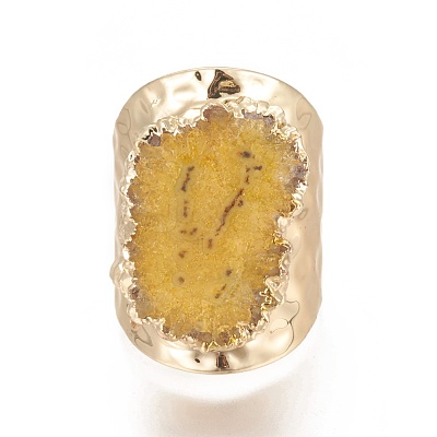 Natural Druzy Agate Cuff Rings RJEW-E159-02G-1