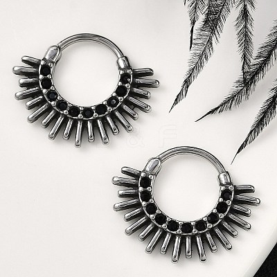 Sun 316 Surgical Stainless Steel Hoop Earrings EJEW-G416-37AS-1