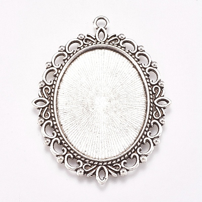 Tibetan Style Oval Pendant Cabochon Settings LS-TIBE-473-AS-NR-1