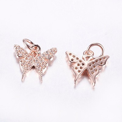 Long-Lasting Plated Brass Micro Pave Cubic Zirconia Charms ZIRC-F069-32RG-1