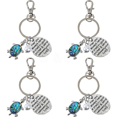 4Pcs Shell & Imitated Pearl Acrylic & Alloy Pendants KEYC-FH00103-1