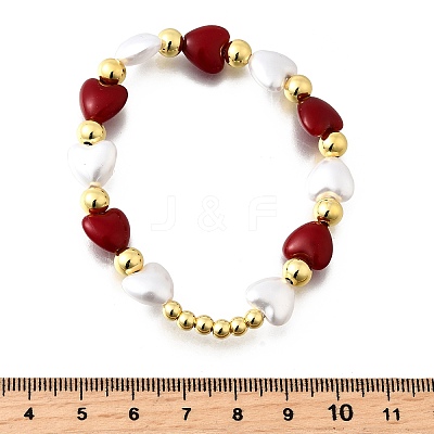 Valentine's Day ABS Imitation Pearl Beads Stretch Bracelets for Women BJEW-D317-08C-G-1