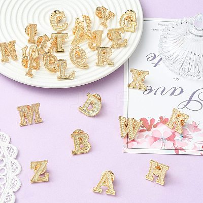 26Pcs Letter A~Z Alloy Lapel Pin Backs JEWB-CJZ0001-03KCG-1