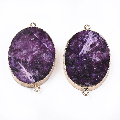 Electroplate Natural Lepidolite/Purple Mica Stone Links connectors G-T111-06G-1