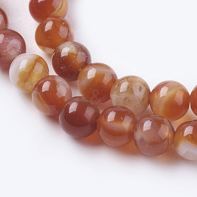 Natural Striped Agate/Banded Agate Beads Strands X-G-G591-6mm-03-1
