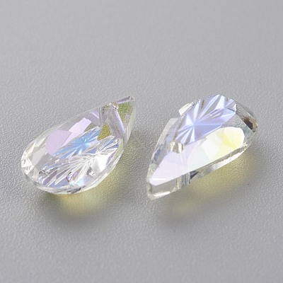 Embossed Glass Rhinestone Pendants GLAA-J101-06A-001SI-1