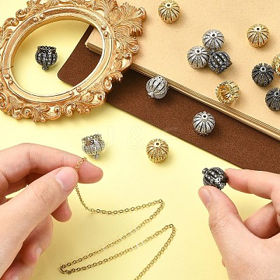 3Pcs 3 Colors Brass Cubic Zirconia Beads KK-YW0004-25-1