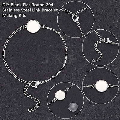 16Pcs 304 Stainless Steel Paperclip Chain Satellite Chain Bracelet Making BJEW-SP0001-32C-1
