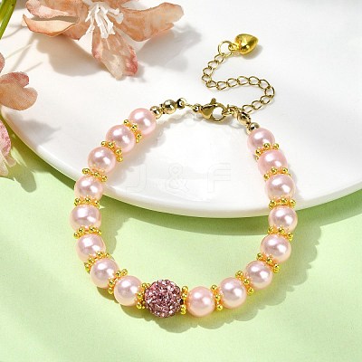 Glass Imitation Pearl Beaded Bracelets for Women BJEW-JB10034-02-1