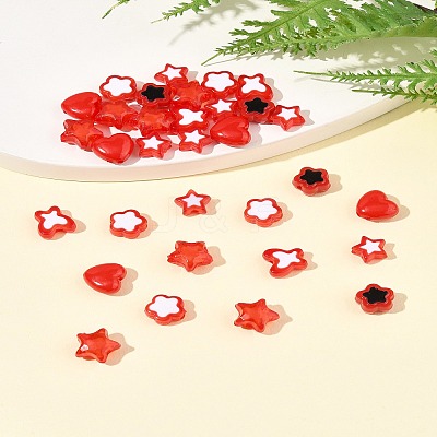 200Pcs 6 Styles Transparent & Opaque Acrylic Beads TACR-FS0001-54F-1