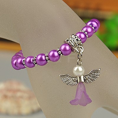 Lovely Wedding Dress Angel Bracelets for Kids BJEW-JB00727-08-1