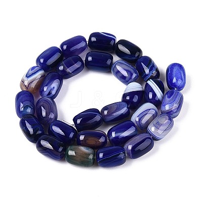 Dyed Natural Banded Agate Beads Strands G-T144-44C-1