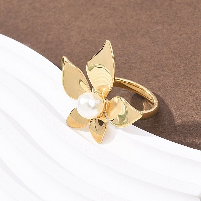 Opaque Acrylic Imitation Pearl Finger Rings RJEW-P177-03B-G-1