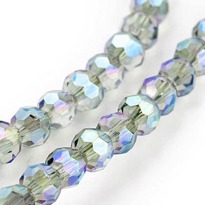 Faceted(32 Facets) Round Electroplate Glass Beads Strands X-EGLA-D021-72-1
