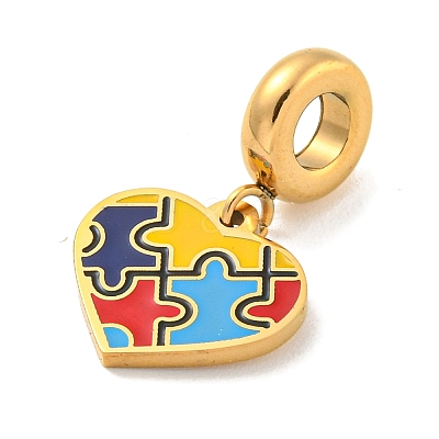 304 Stainless Steel Colorful Enamel European Dangle Charms STAS-U005-23G-1