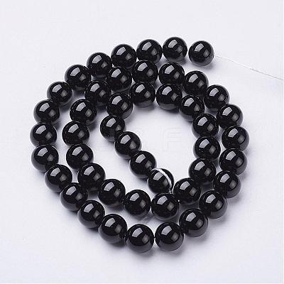 Natural Black Onyx Round Beads Strands GSR8mmC097-1