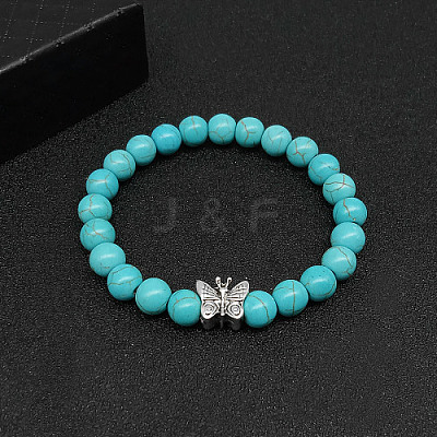 Synthetic Turquoise Stretch Bracelets for Women Men IS4293-2-1