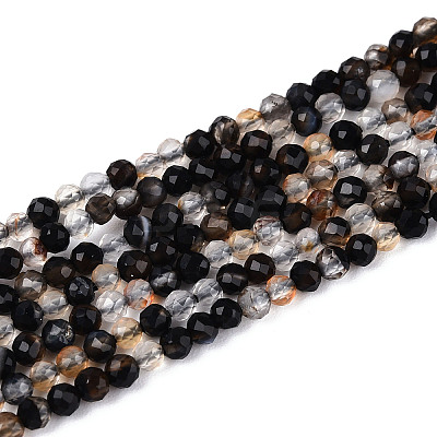Natural Black Agate Beads Strands G-T143-09-1