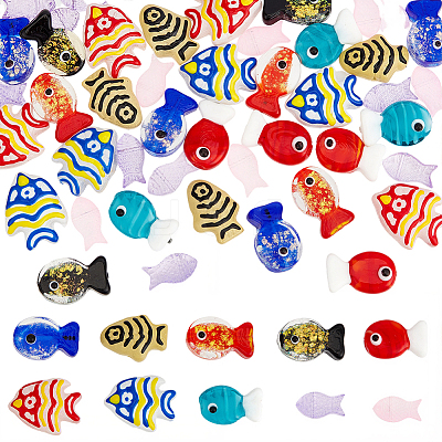 52Pcs Transparent Spray Painted Glass Beads GLAA-PA0001-30-1