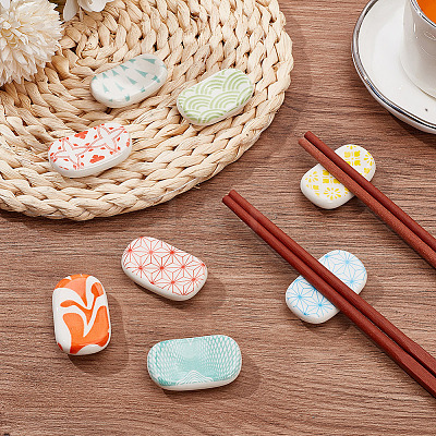 2 Sets 2 Styles Ceramic Chopstick Stands DJEW-CP0001-36B-1