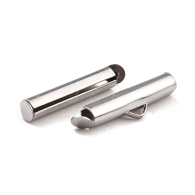 Non-Tarnish 304 Stainless Steel Slide On End Clasp Tubes X-STAS-C044-08B-P-1
