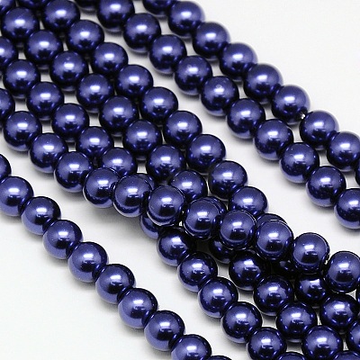 Eco-Friendly Dyed Glass Pearl Round Bead Strands X-HY-A002-6mm-RB069-1