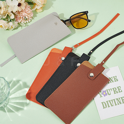 4Pcs 4 Colors Imitation Leather Glasses Storage Bags ABAG-AR0001-05-1